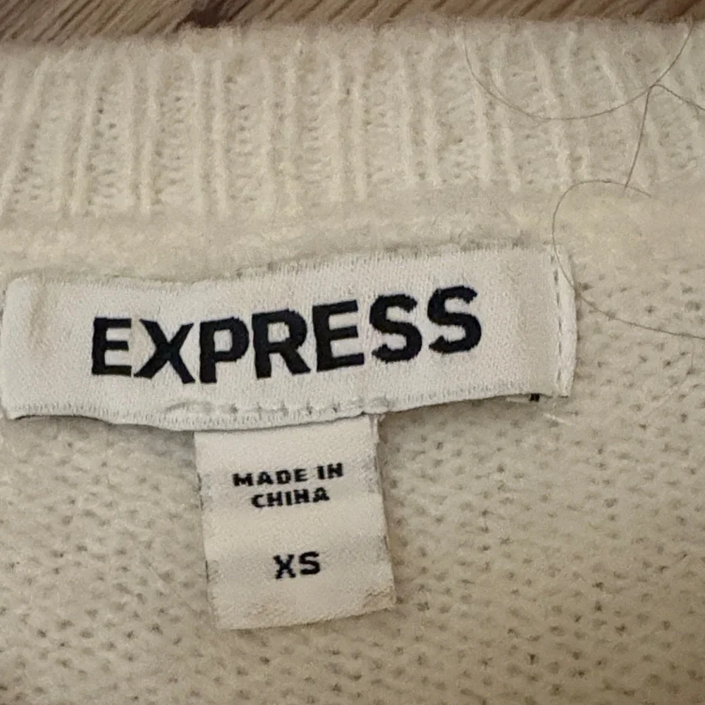Express Cream Sweater with Embellished Neckline - Picture 2 of 9